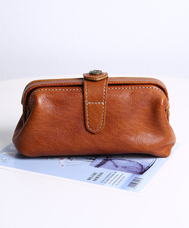 Leather Vintage Solid Clutch Durable