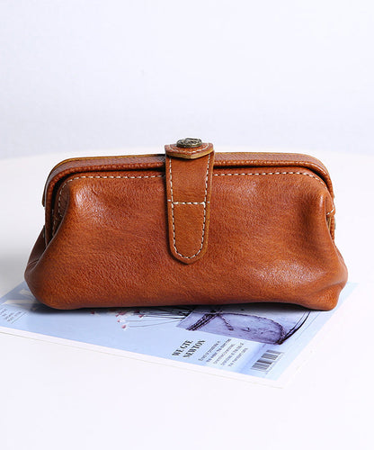 Leather Vintage Solid Clutch Durable