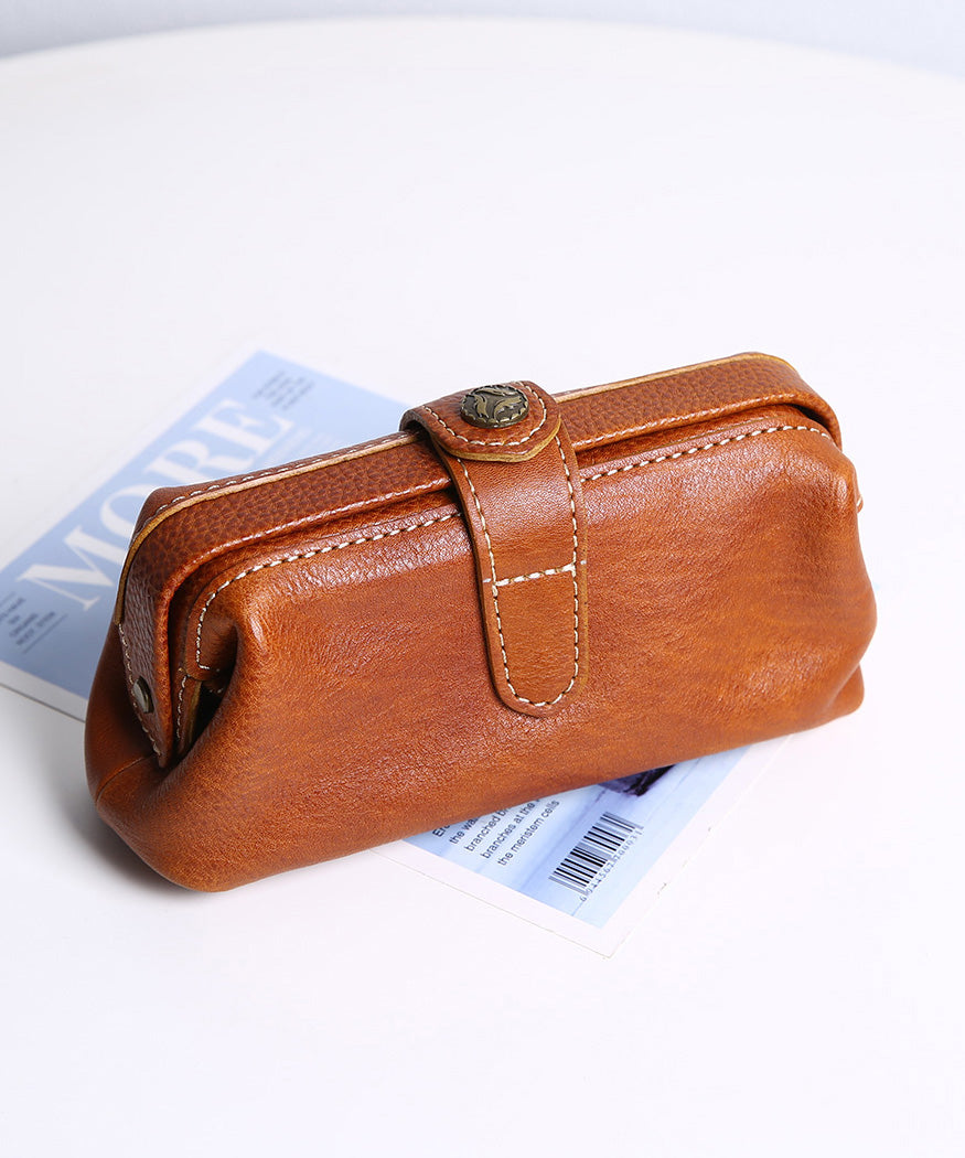 Leather Vintage Solid Clutch Durable