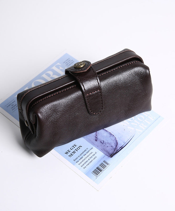 Leather Vintage Solid Clutch Durable