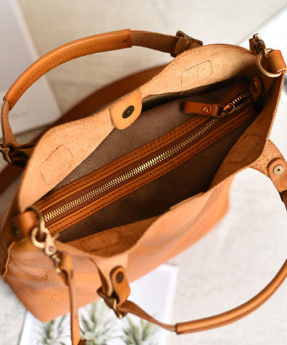 Orange Capacity Large Leather Handbag Tote Women