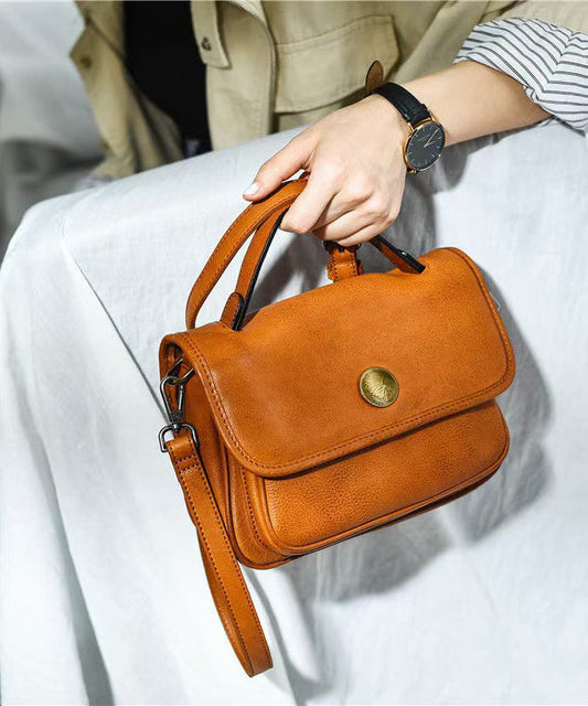 Durable Bag Messenger Orange Leather CrossBody Women Solid