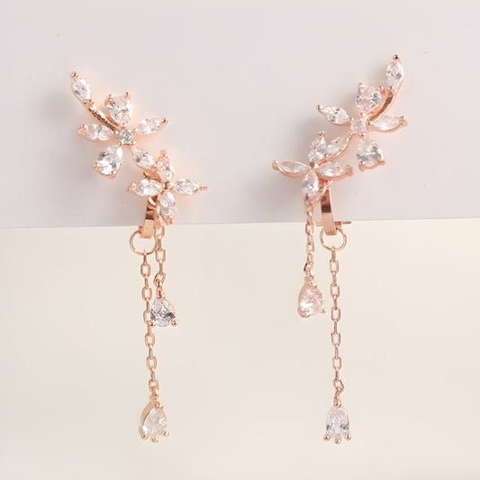 Stud Rhinestone Floral / Clip-On Earrings