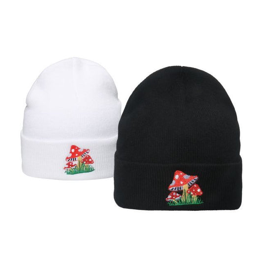 Sample Mushroom Embroidered Knit Beanie