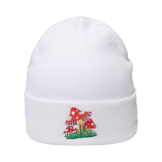 Sample Mushroom Embroidered Knit Beanie