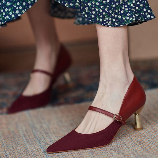 Sample Pointy-Toe Stiletto Heel Mary Jane Pumps