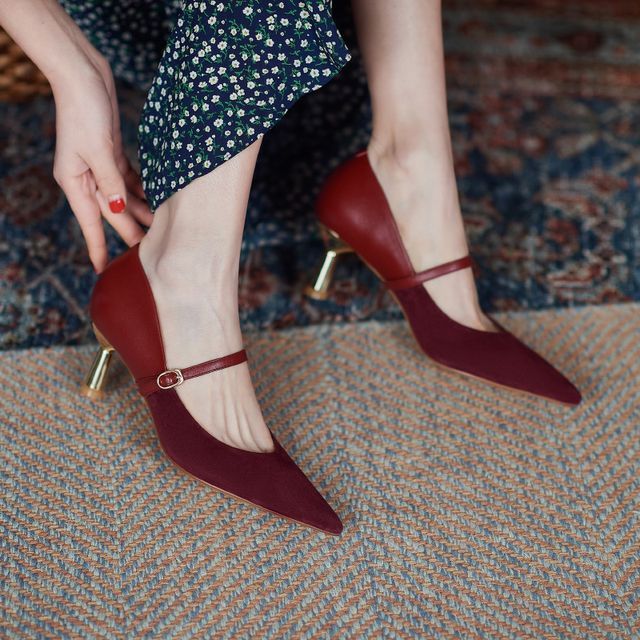 Sample Pointy-Toe Stiletto Heel Mary Jane Pumps