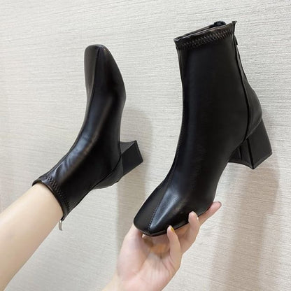 Chunky Plain Boots Heel Short