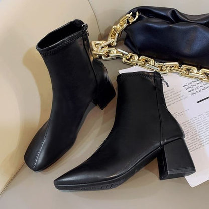 Chunky Plain Boots Heel Short