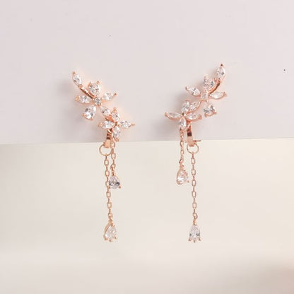 Stud Rhinestone Floral / Clip-On Earrings