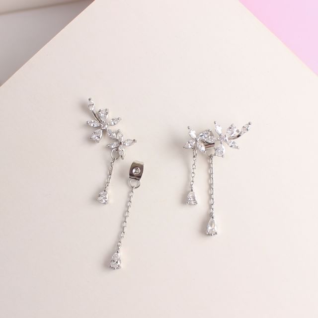 Stud Rhinestone Floral / Clip-On Earrings