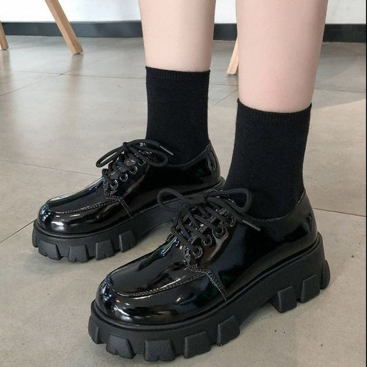 Lace-Up Platform Patent Shoes