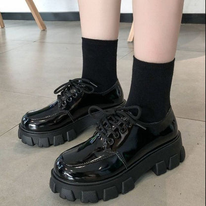 Lace-Up Platform Patent Shoes