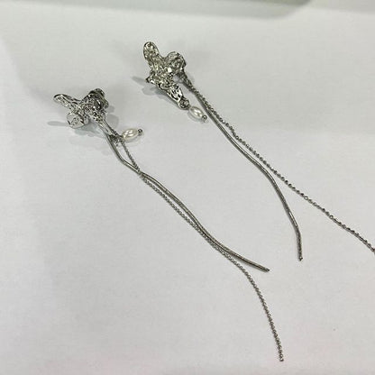 Fringed Clip-On Shirred Earring Drop