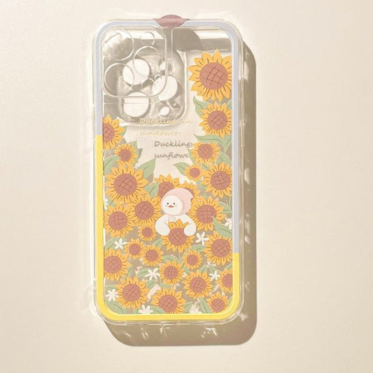 Sample Duck Sunflower Transparent Phone Case