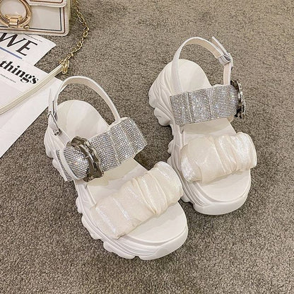 Rhinestone Sandals Platform