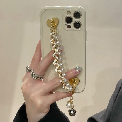 Sample Flower Faux Pearl Chain Phone Case