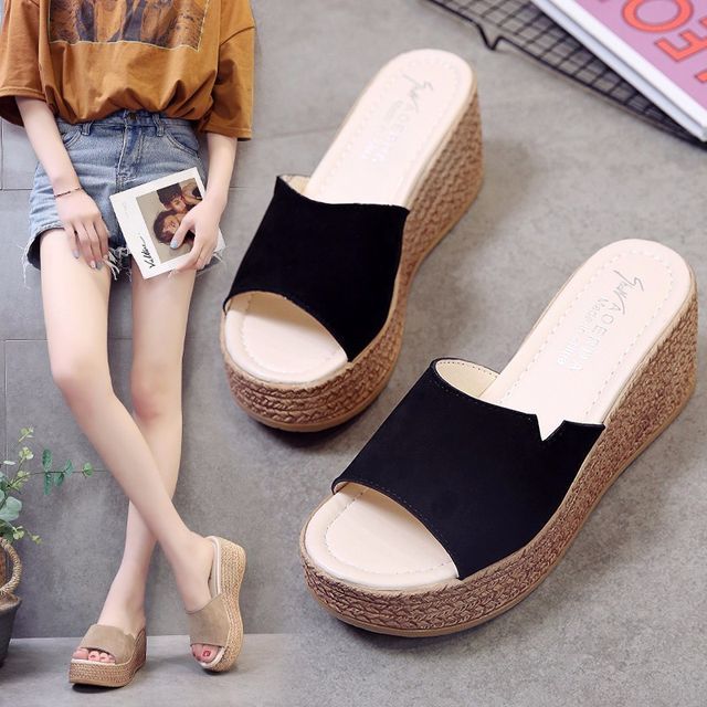 Wedge-Heel Platform Sandals Slide