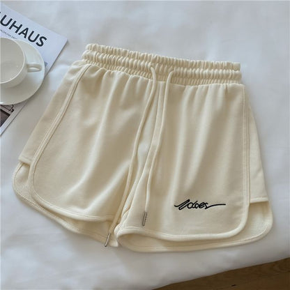 Elastic Waist Sweatshorts Lettering
