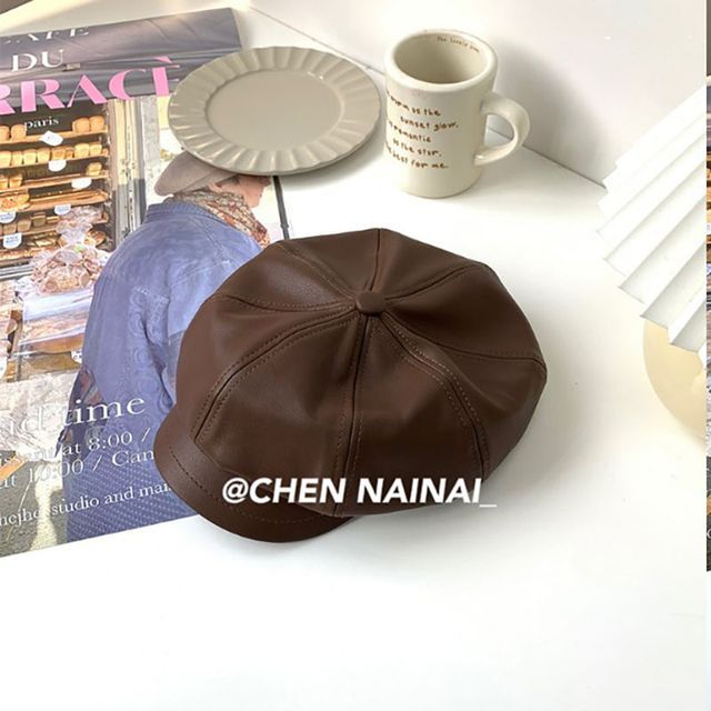 Sample Faux Leather Newsboy Cap