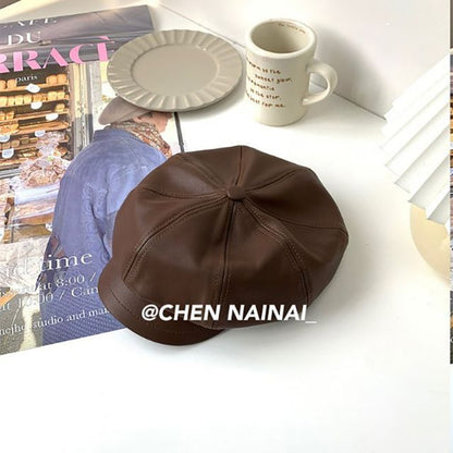 Sample Faux Leather Newsboy Cap