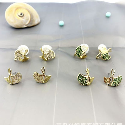 Sample Leaf Rhinestone Alloy Earring