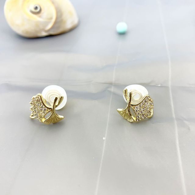 Sample Leaf Rhinestone Alloy Earring