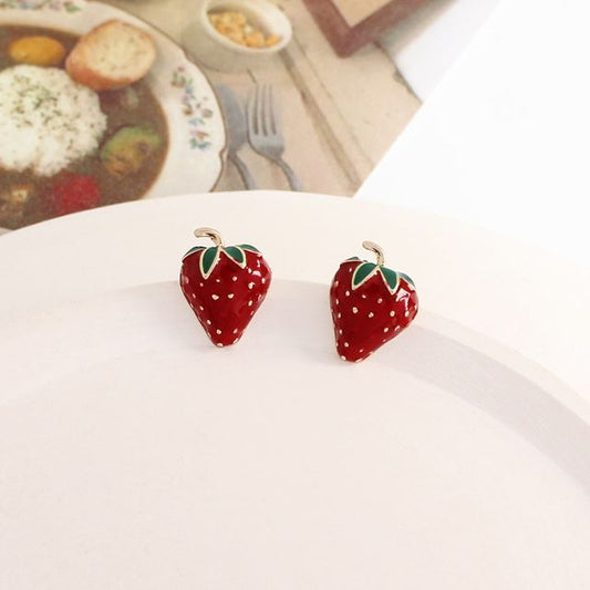 Earring Alloy Strawberry