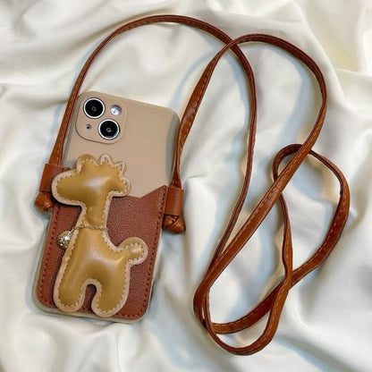 Sample Giraffe Faux Pearl Crossbody Strap Phone Case