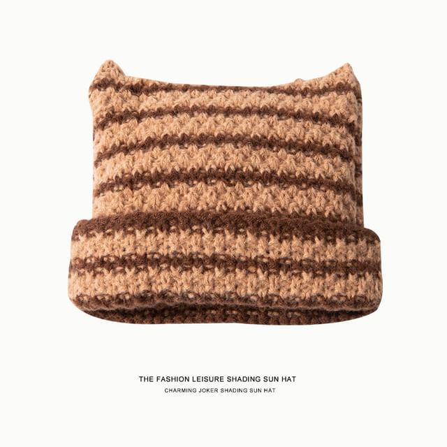 Sample Cat Ear Striped Knit Beanie
