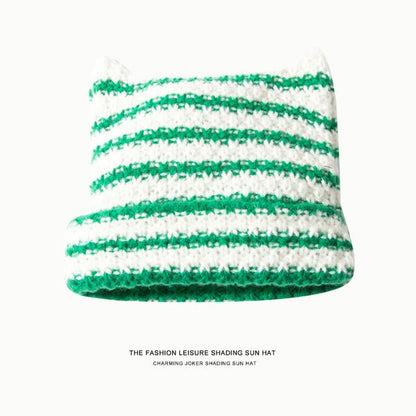 Sample Cat Ear Striped Knit Beanie