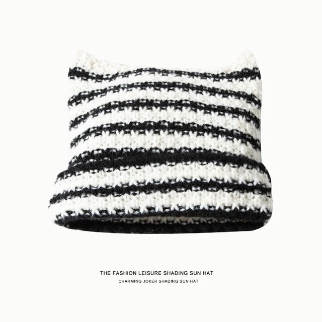 Sample Cat Ear Striped Knit Beanie