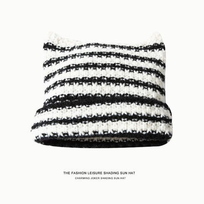 Sample Cat Ear Striped Knit Beanie