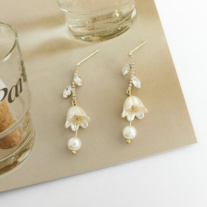 Dangle Alloy Rhinestone Tulip Earring