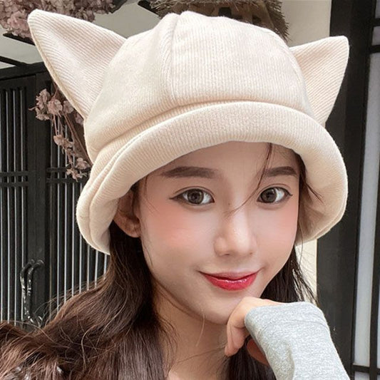 Knit Bucket Ear Cat Hat