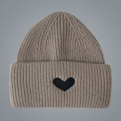 Embroidered Knit Beanie Heart