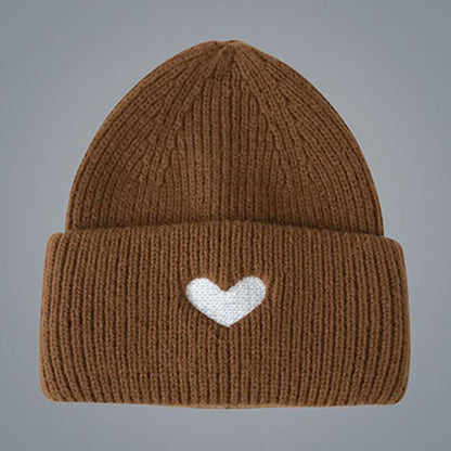 Embroidered Knit Beanie Heart