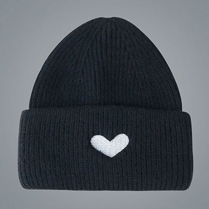 Embroidered Knit Beanie Heart