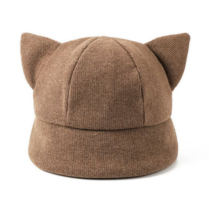 Knit Bucket Ear Cat Hat
