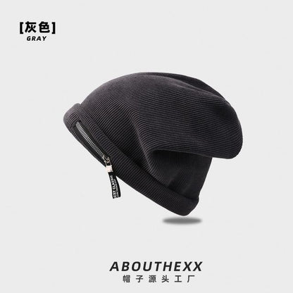 Sample Zip Detail Ribbed Beanie
