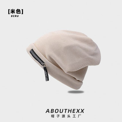 Sample Zip Detail Ribbed Beanie