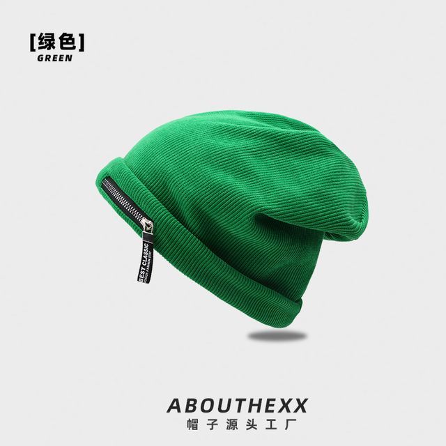 Sample Zip Detail Ribbed Beanie