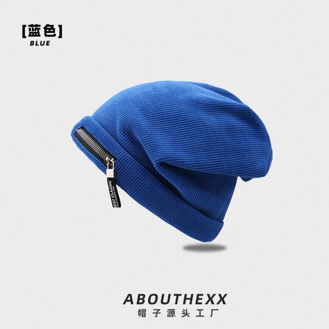 Sample Zip Detail Ribbed Beanie