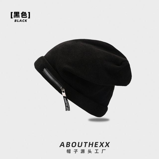 Sample Zip Detail Ribbed Beanie