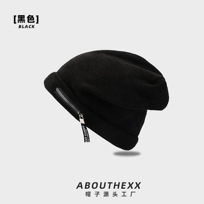 Sample Zip Detail Ribbed Beanie