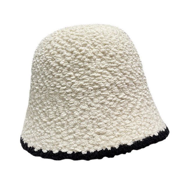 Sample Contrast Trim Faux Shearling Bucket Hat
