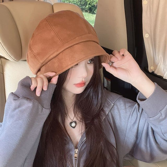 Sample Plain Faux Suede Newsboy Cap