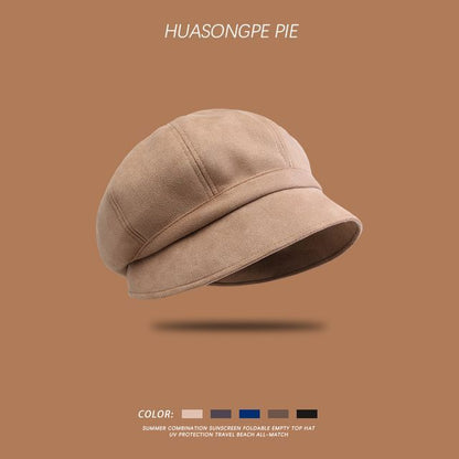 Sample Plain Faux Suede Newsboy Cap