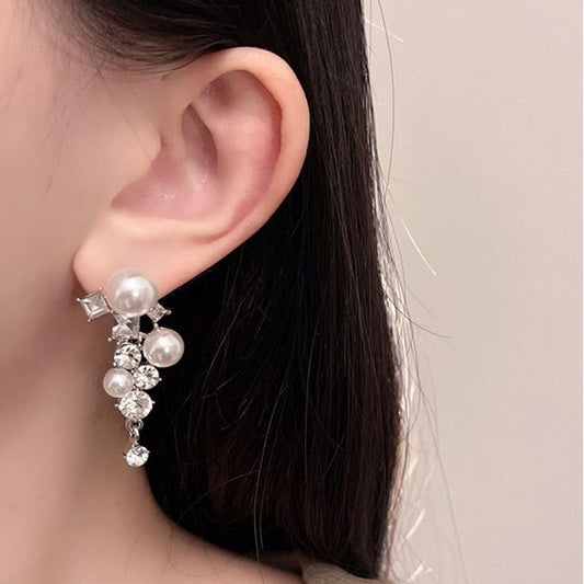 Faux Rhinestone Pearl Earring Drop