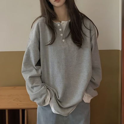 Mock T-Shirt Henley Long-Sleeve Two-Piece